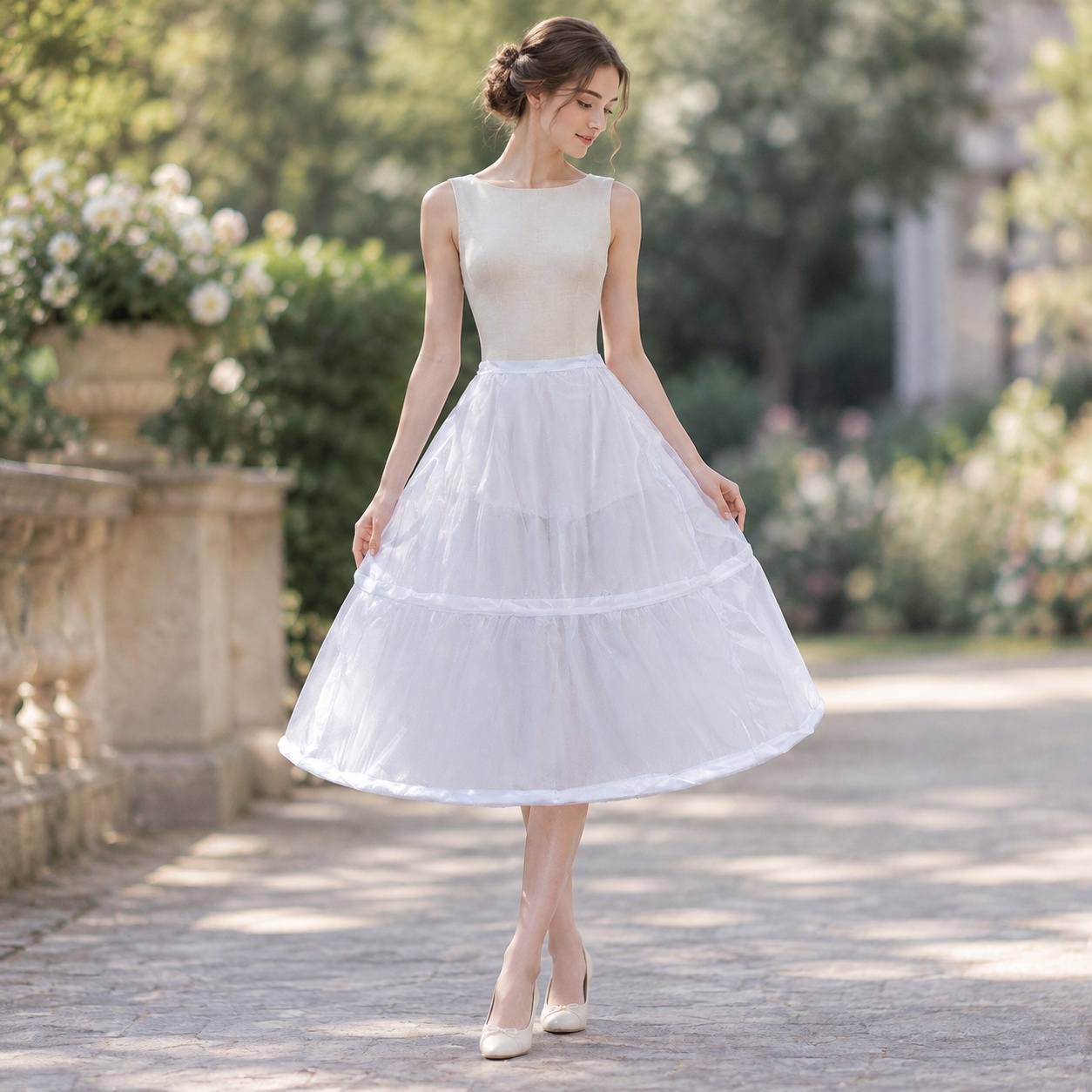 Midi Dress - Robe longue en tulle décontractée, sans