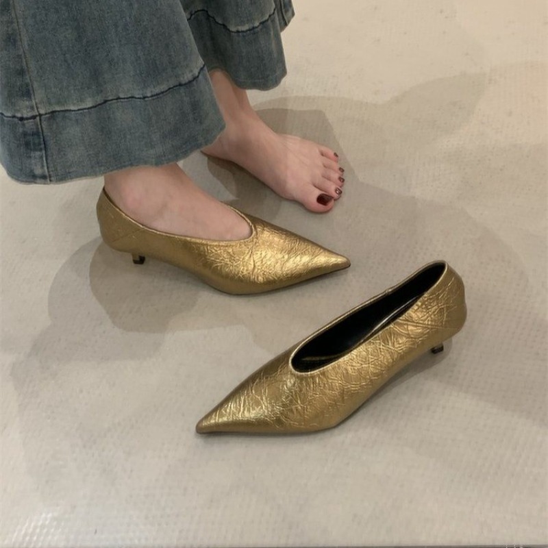 Womens Heels - Chaussures simples à talons plats et
