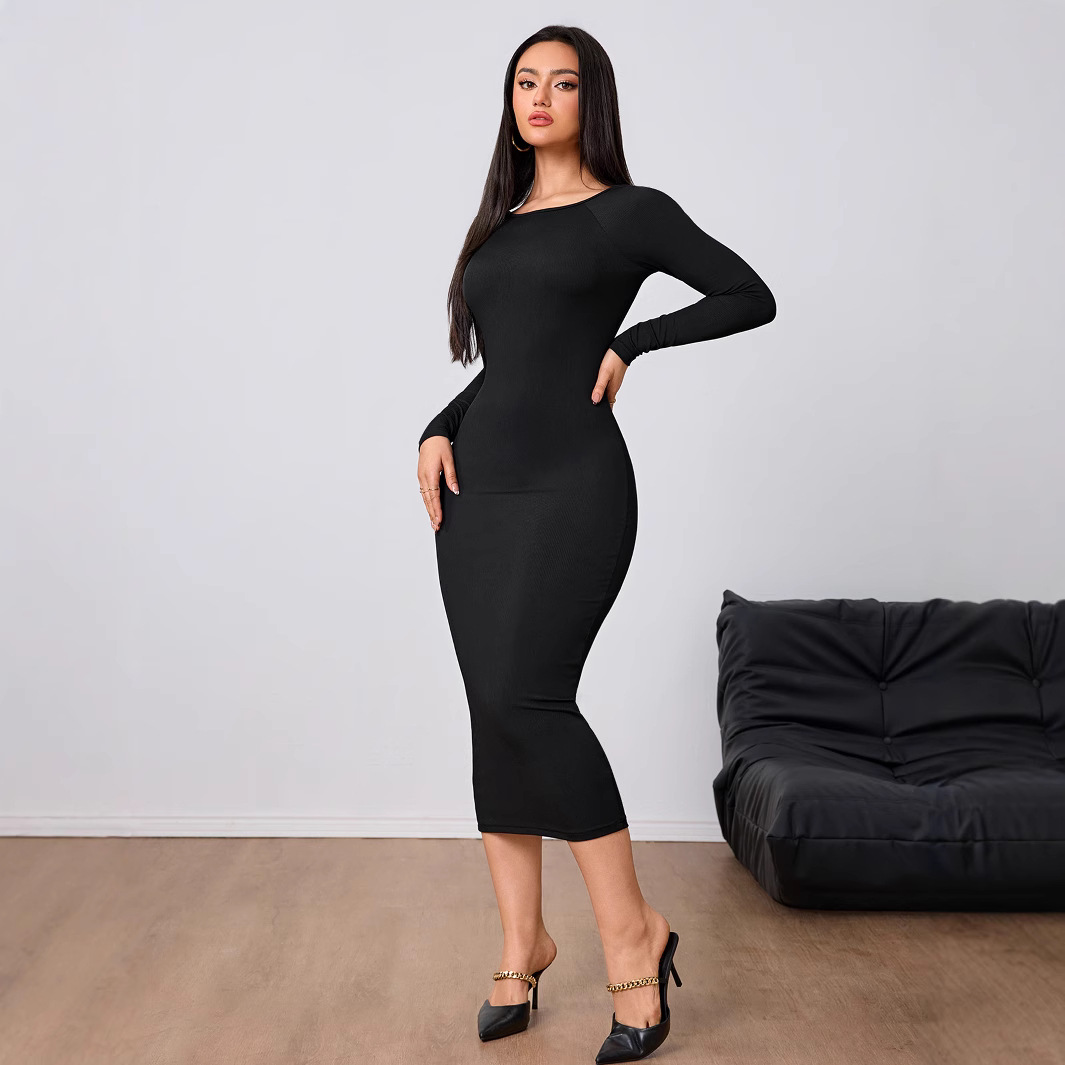Midi Dress - Robe simple pour femmes, mode printemps-été,