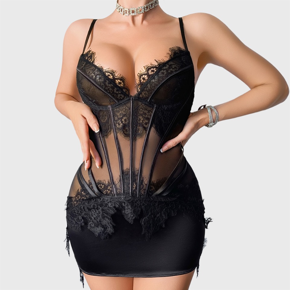Lace Dress - Ensemble de lingerie Ellolace Willowy, mini-robe