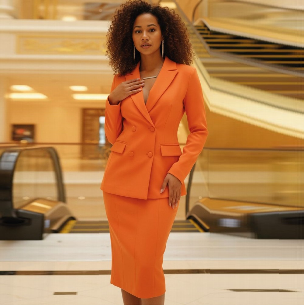 Formal Skirt - Costume tailleur jupe et blazer orange