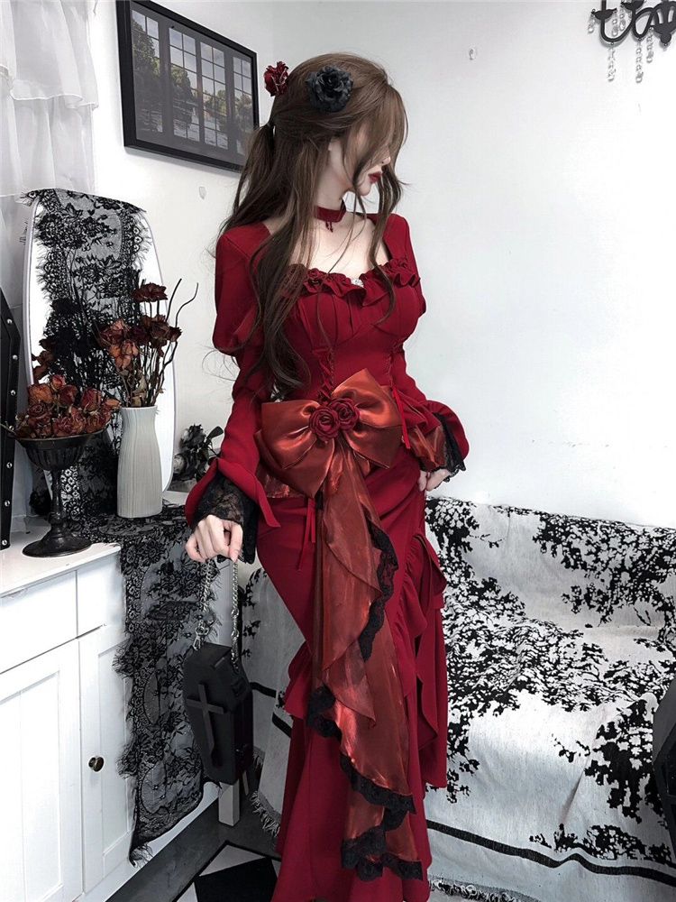 Printemps rouge robe Vintage f - Women'S Red Formal Wear avis et prix