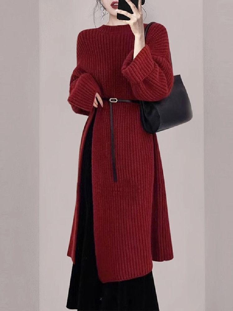 Robe en tricot rouge élégante  - Women'S Red Formal Wear avis et prix