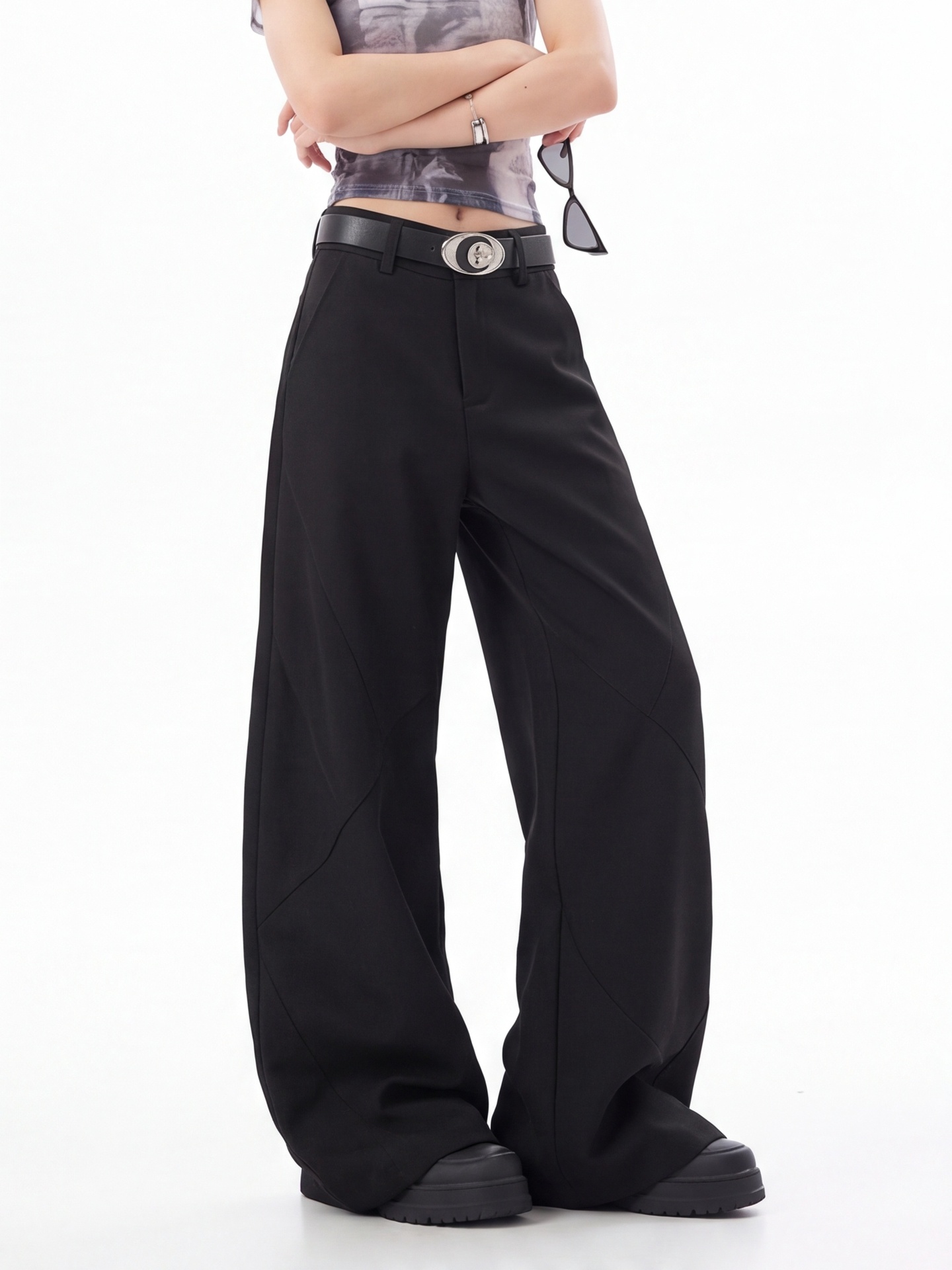 Pantalon noir taille haute pou - Tailored Trouser Wide avis et prix